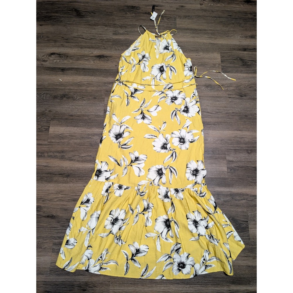 Banana Republic Yellow Floral Halter Maxi Dress Size 6 Tiered Summer Sun Dress - Picture 3 of 3